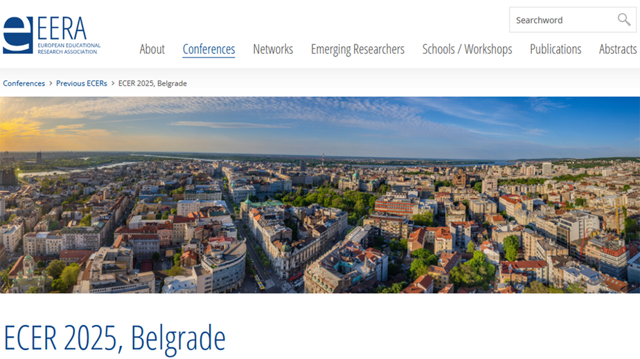 screenshot website ECER 2025 in Belgrade