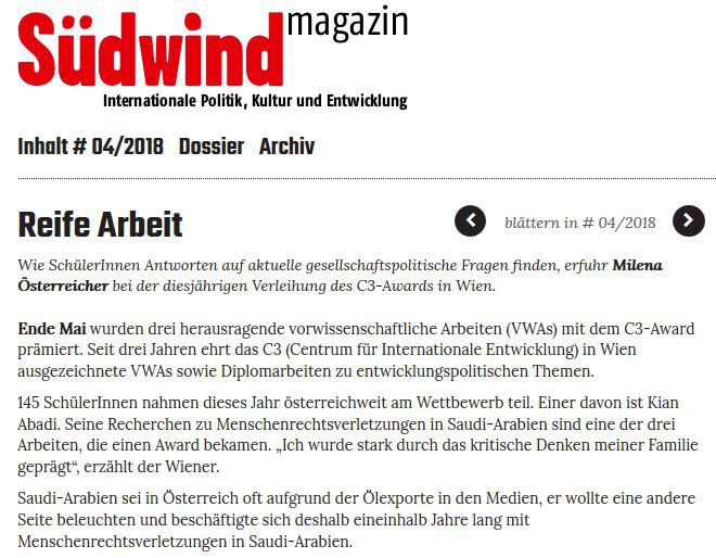 Screenshot Südwind Magazin
