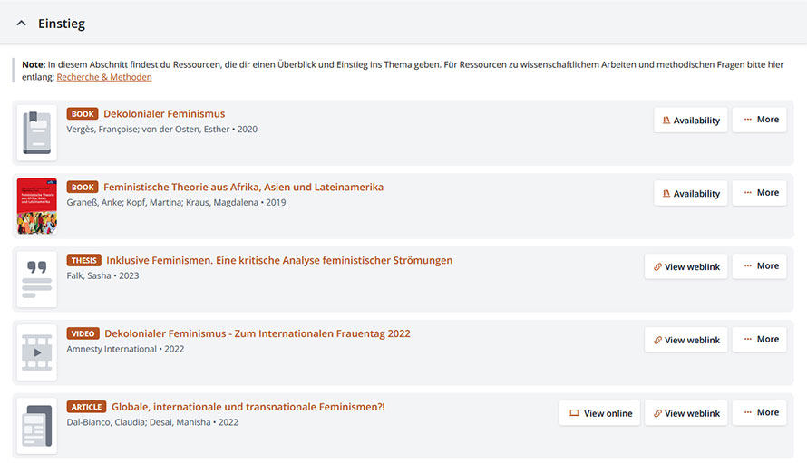Screenshot Themenliste